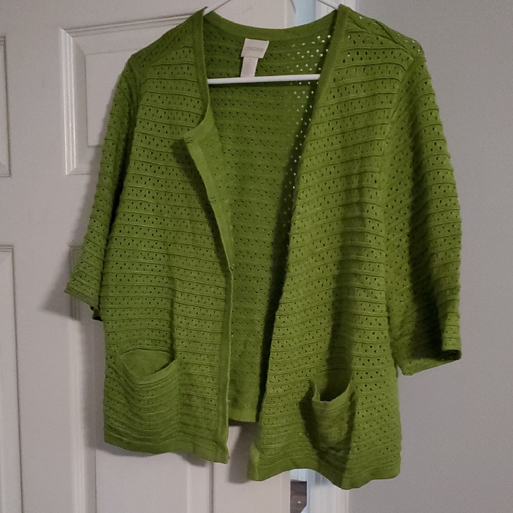 Chico's Green Open-Front Women's Sweater